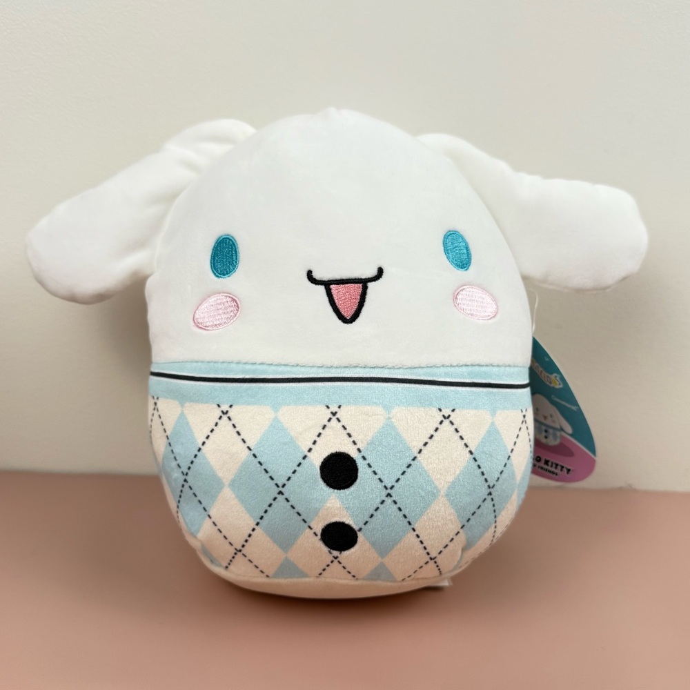 NEW Squishmallows Cinnamoroll Plush | Sanrio Argyle Plaid Stuffed Toy With Tags